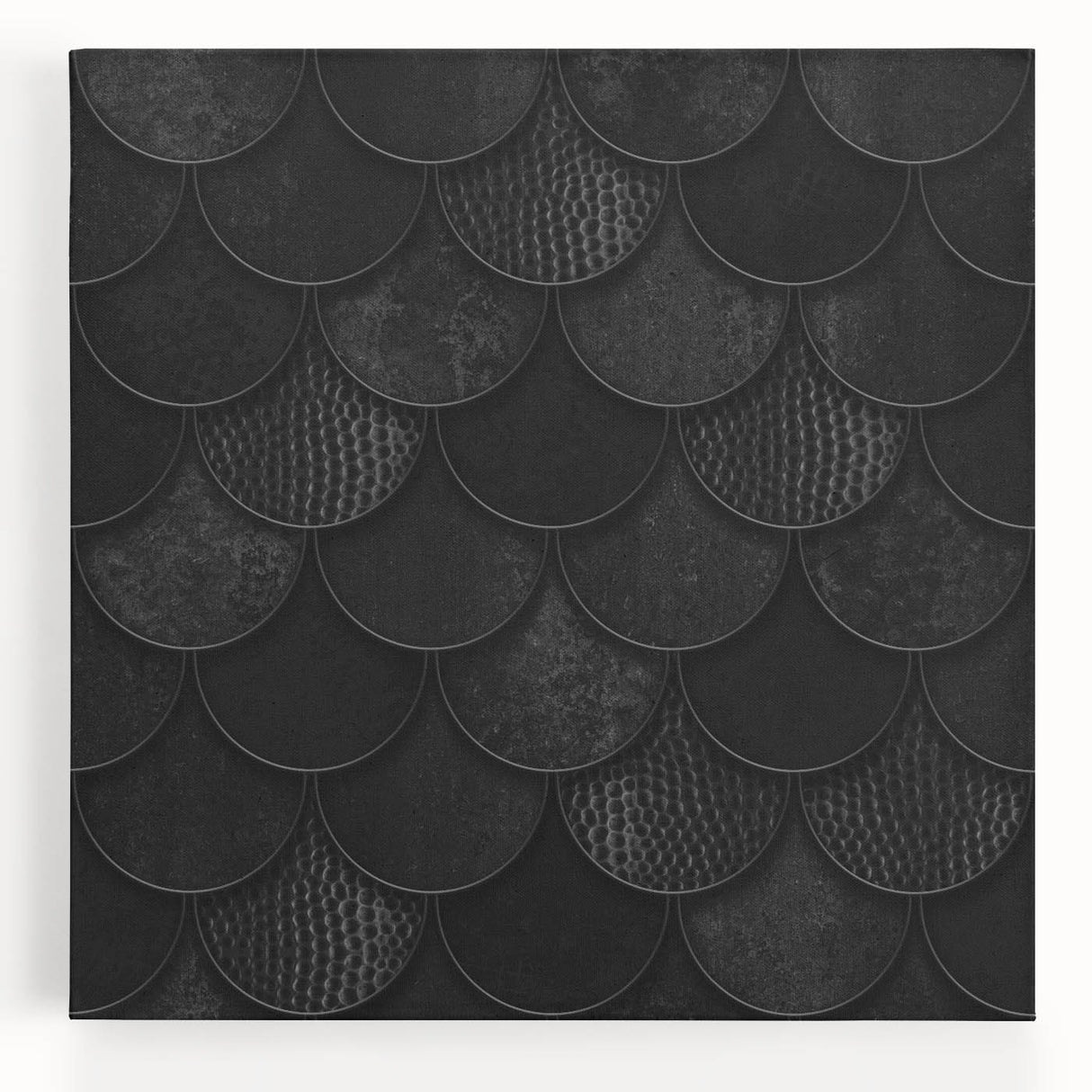 Large Abstract Wall Decor – Black Scaled Texture with Matte Finish