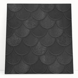 Large Abstract Wall Decor – Black Scaled Texture with Matte Finish