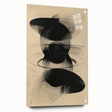Geometric Minimalist Abstract Wall Art – Black Swirl on Beige Print