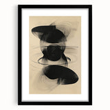 Geometric Minimalist Abstract Wall Art – Black Swirl on Beige Print