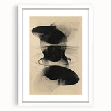 Geometric Minimalist Abstract Wall Art – Black Swirl on Beige Print