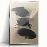 Geometric Minimalist Abstract Wall Art – Black Swirl on Beige Print