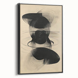 Geometric Minimalist Abstract Wall Art – Black Swirl on Beige Print