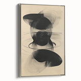 Geometric Minimalist Abstract Wall Art – Black Swirl on Beige Print