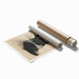 Geometric Minimalist Abstract Wall Art – Black Swirl on Beige Print