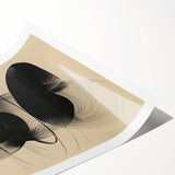Geometric Minimalist Abstract Wall Art – Black Swirl on Beige Print