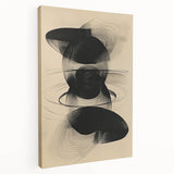 Geometric Minimalist Abstract Wall Art – Black Swirl on Beige Print