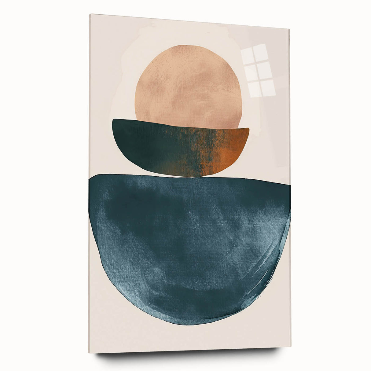 Contemporary Minimalist Wall Art – Teal, Beige & Burnt Orange Shapes