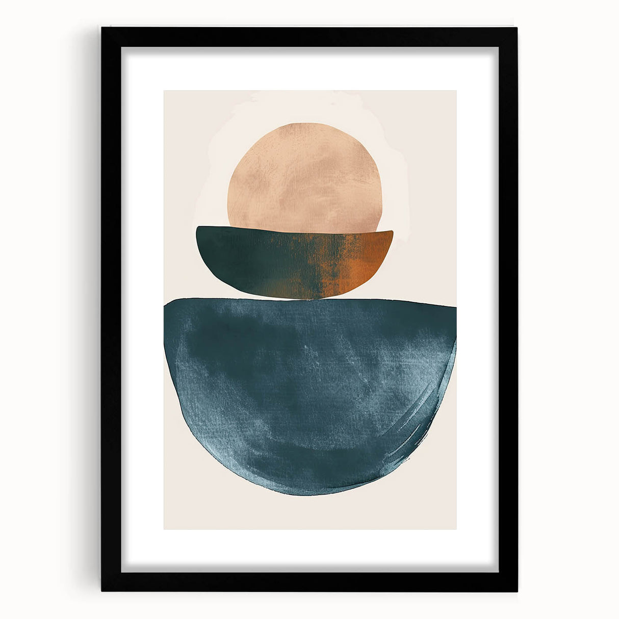 Contemporary Minimalist Wall Art – Teal, Beige & Burnt Orange Shapes