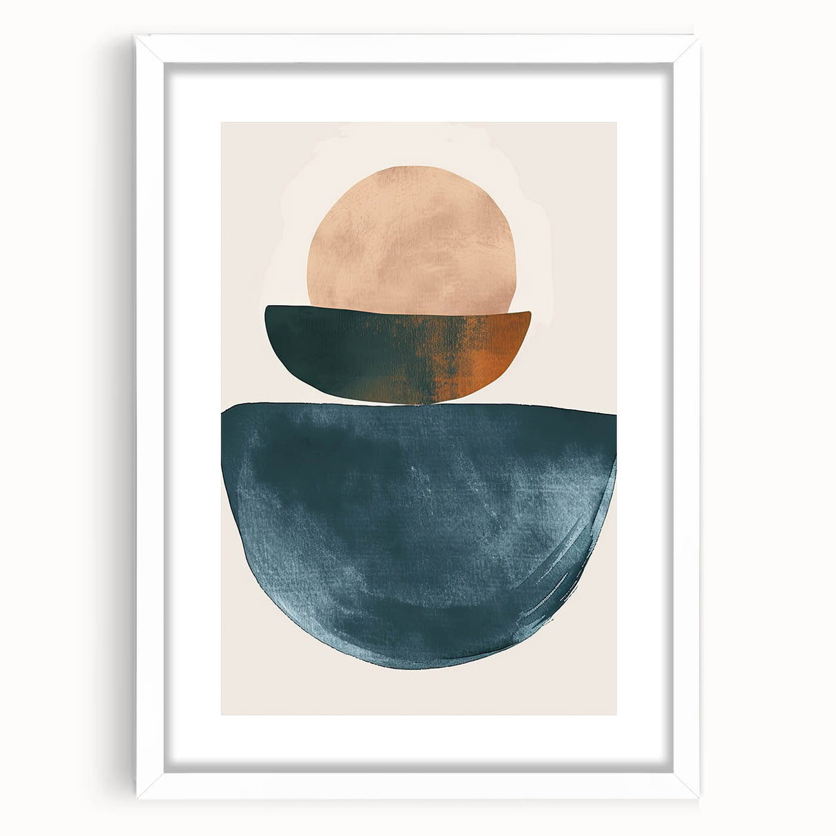 Contemporary Minimalist Wall Art – Teal, Beige & Burnt Orange Shapes