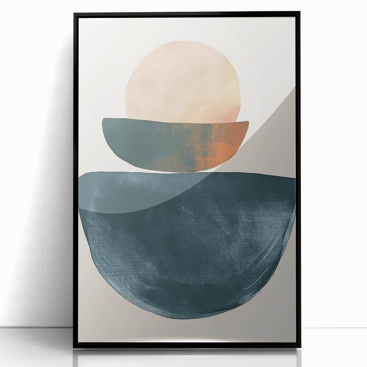 Contemporary Minimalist Wall Art – Teal, Beige & Burnt Orange Shapes