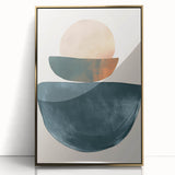 Contemporary Minimalist Wall Art – Teal, Beige & Burnt Orange Shapes