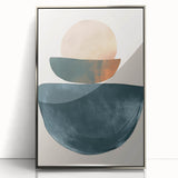 Contemporary Minimalist Wall Art – Teal, Beige & Burnt Orange Shapes