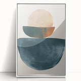 Contemporary Minimalist Wall Art – Teal, Beige & Burnt Orange Shapes