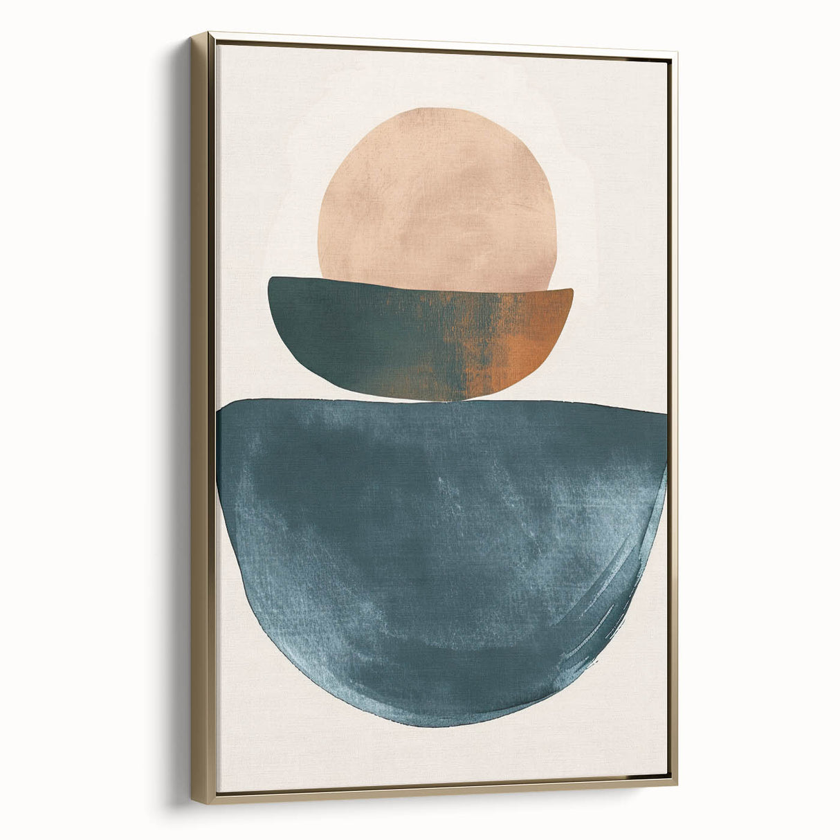 Contemporary Minimalist Wall Art – Teal, Beige & Burnt Orange Shapes