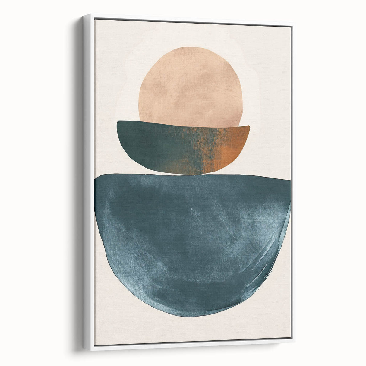 Contemporary Minimalist Wall Art – Teal, Beige & Burnt Orange Shapes