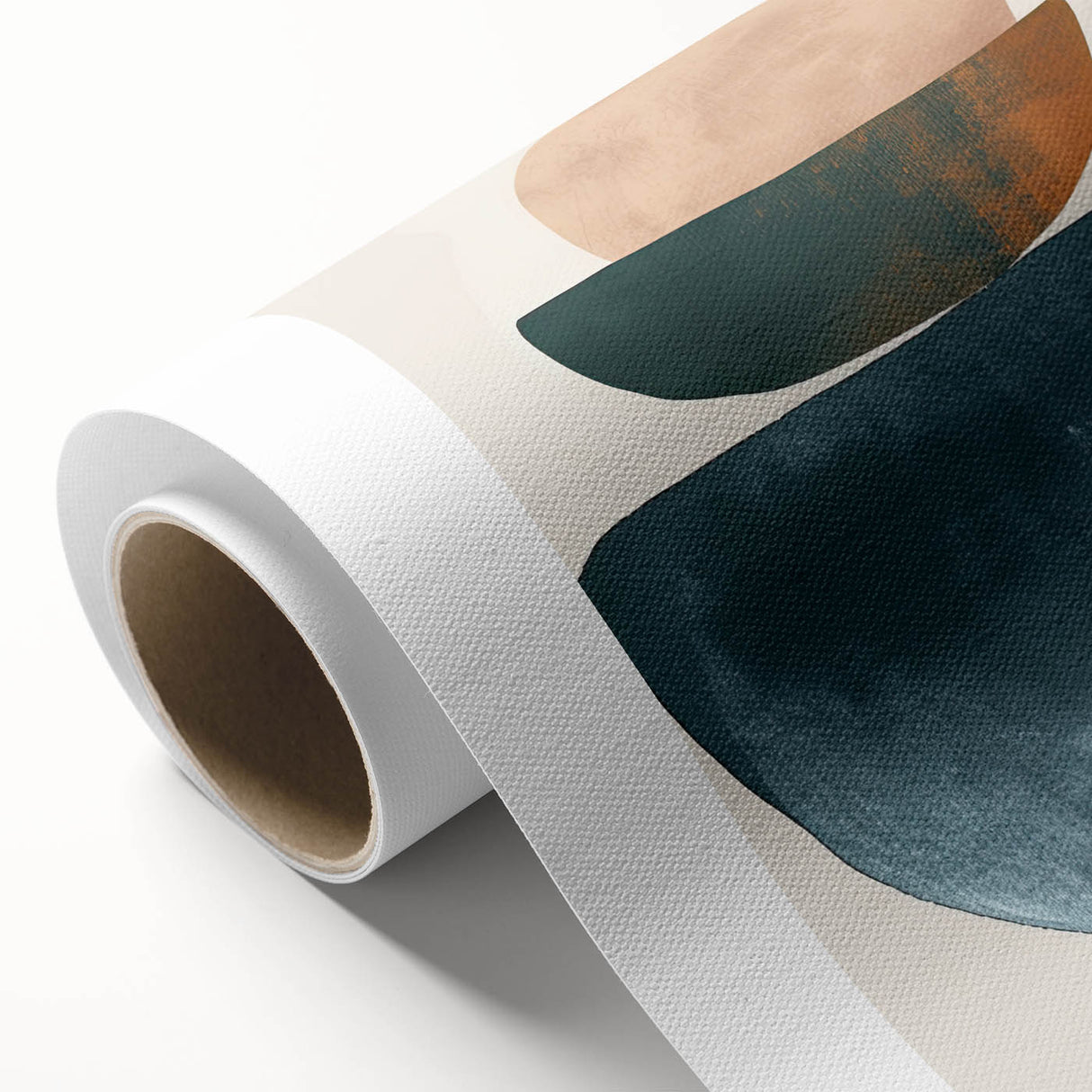 Contemporary Minimalist Wall Art – Teal, Beige & Burnt Orange Shapes