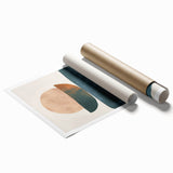 Contemporary Minimalist Wall Art – Teal, Beige & Burnt Orange Shapes