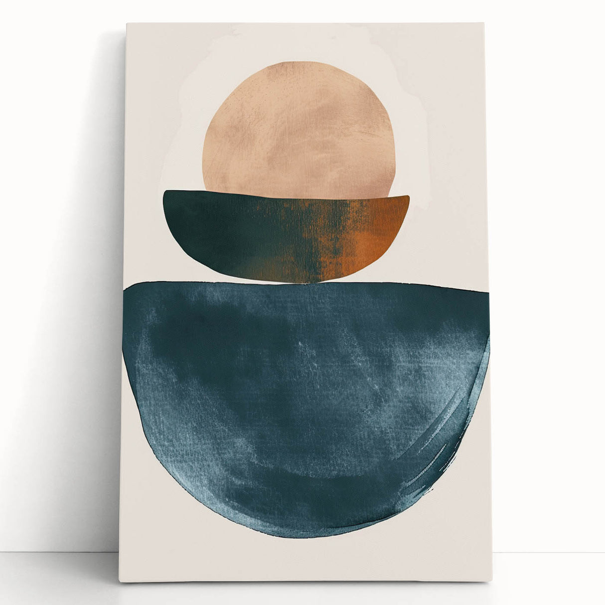 Contemporary Minimalist Wall Art – Teal, Beige & Burnt Orange Shapes