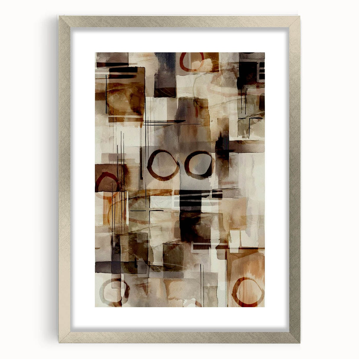 Abstract Canvas Wall Art – Earthy Geometric Painting in Beige & Brown