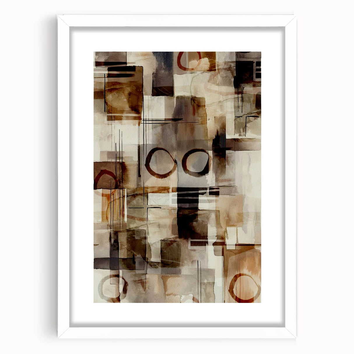 Abstract Canvas Wall Art – Earthy Geometric Painting in Beige & Brown