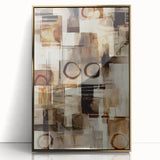 Abstract Canvas Wall Art – Earthy Geometric Painting in Beige & Brown
