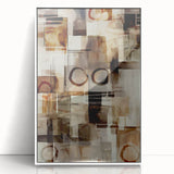 Abstract Canvas Wall Art – Earthy Geometric Painting in Beige & Brown