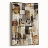 Abstract Canvas Wall Art – Earthy Geometric Painting in Beige & Brown