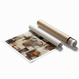 Abstract Canvas Wall Art – Earthy Geometric Painting in Beige & Brown