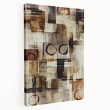 Abstract Canvas Wall Art – Earthy Geometric Painting in Beige & Brown