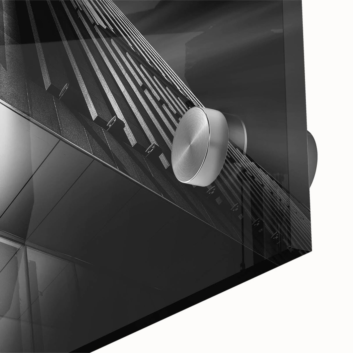 Urban architectural wall art – Geometric black and white building