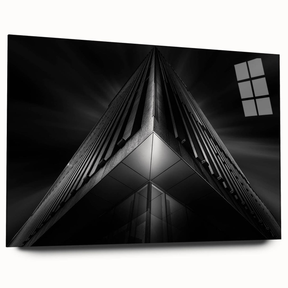 Urban architectural wall art – Geometric black and white building