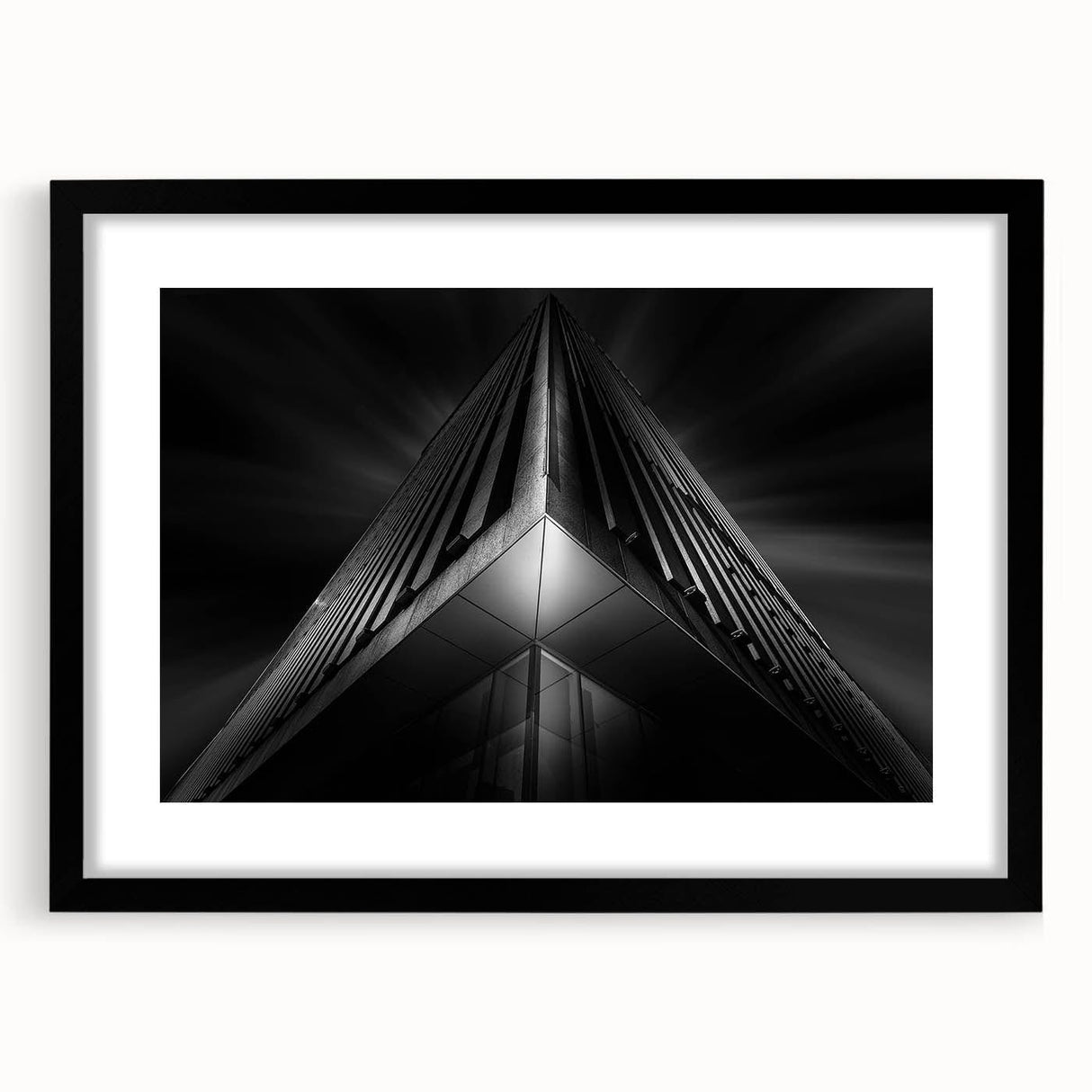 Urban architectural wall art – Geometric black and white building