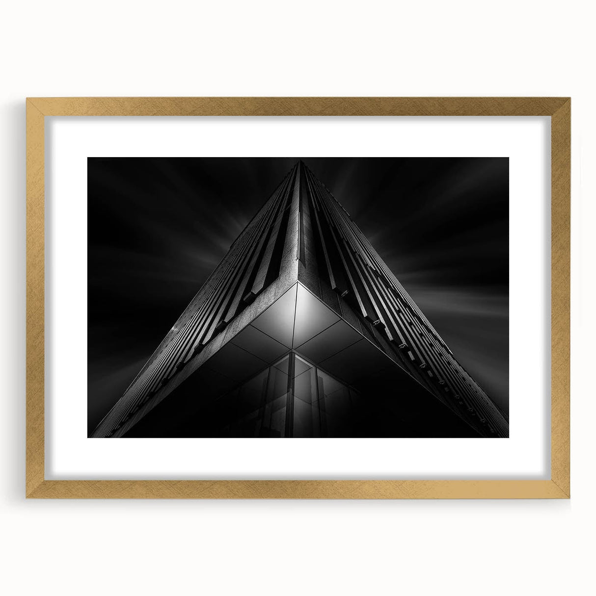 Urban architectural wall art – Geometric black and white building