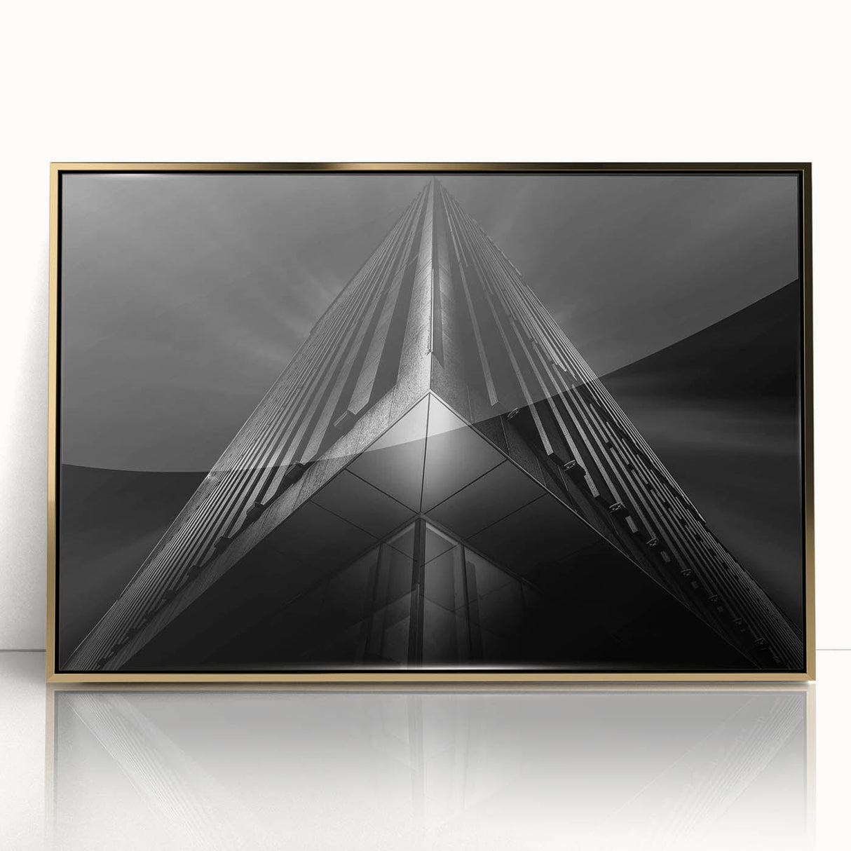 Urban architectural wall art – Geometric black and white building