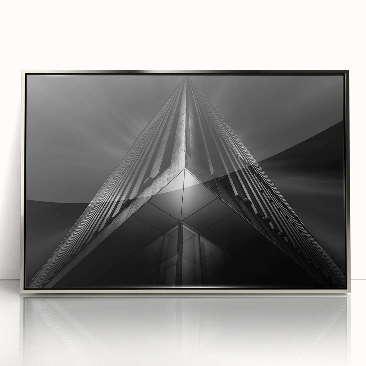Urban architectural wall art – Geometric black and white building