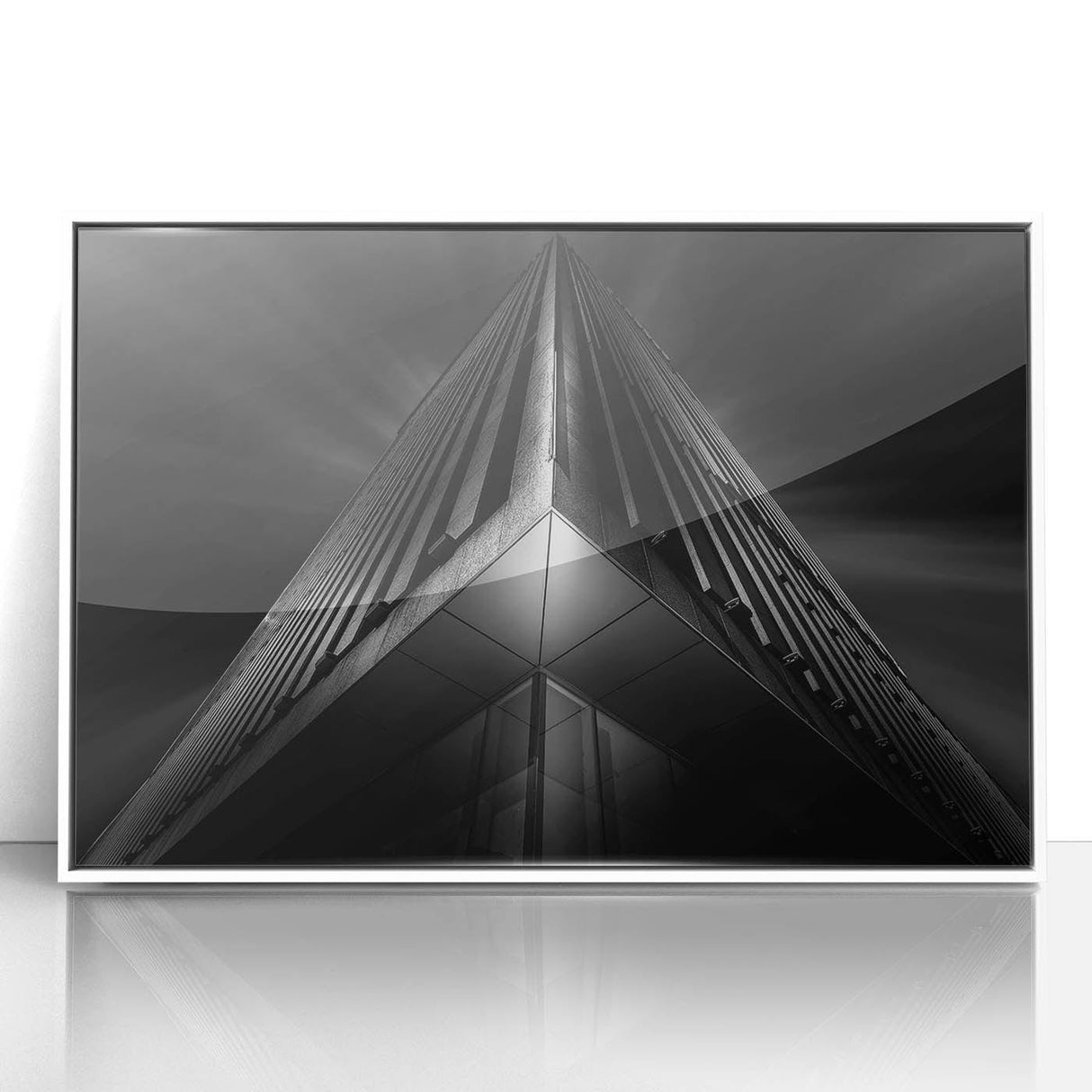 Urban architectural wall art – Geometric black and white building