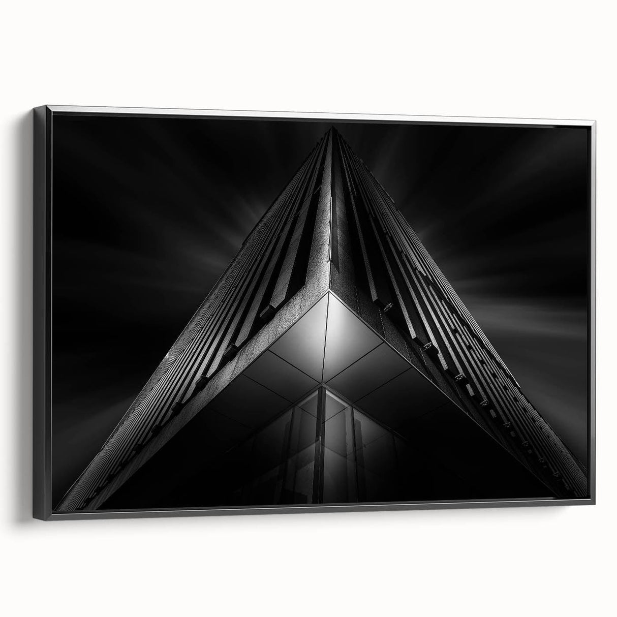 Urban architectural wall art – Geometric black and white building