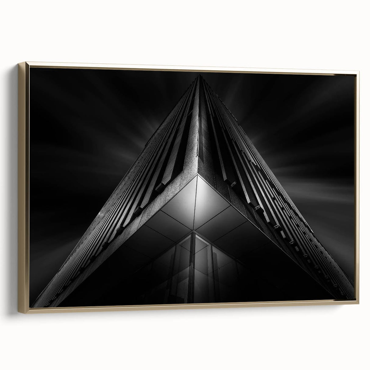 Urban architectural wall art – Geometric black and white building