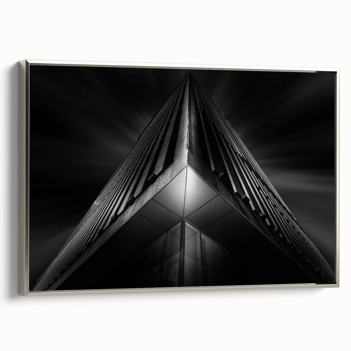Urban architectural wall art – Geometric black and white building