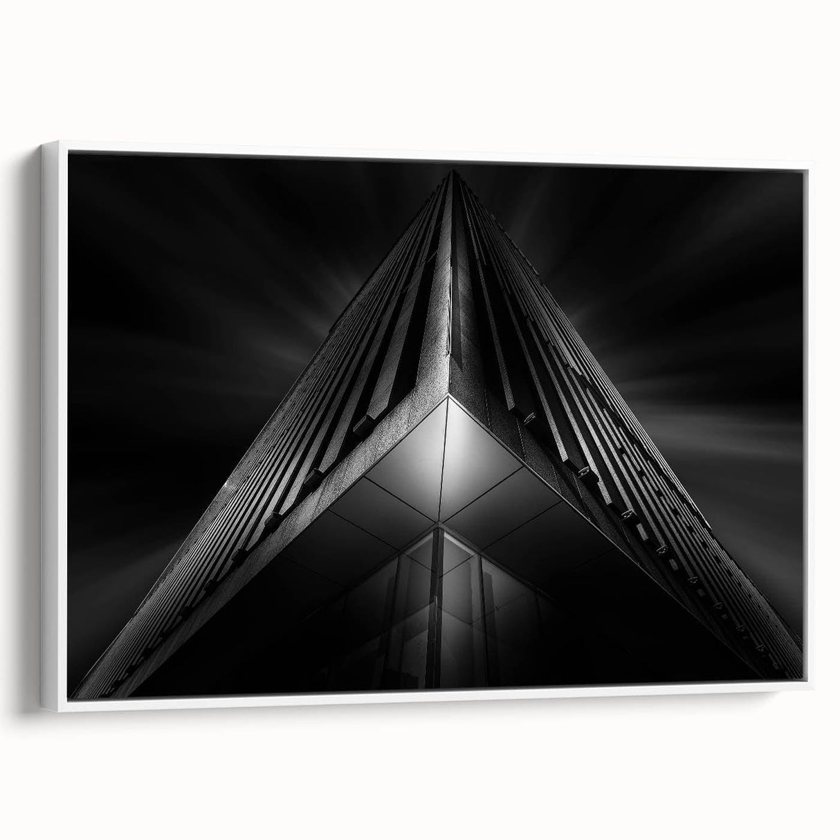 Urban architectural wall art – Geometric black and white building