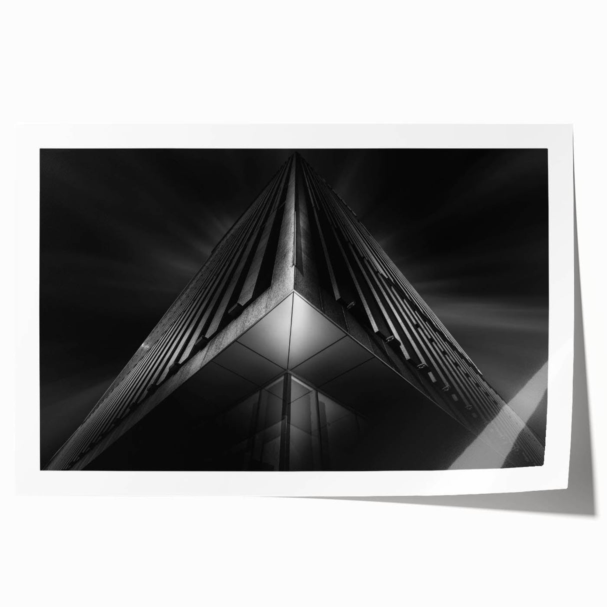 Urban architectural wall art – Geometric black and white building