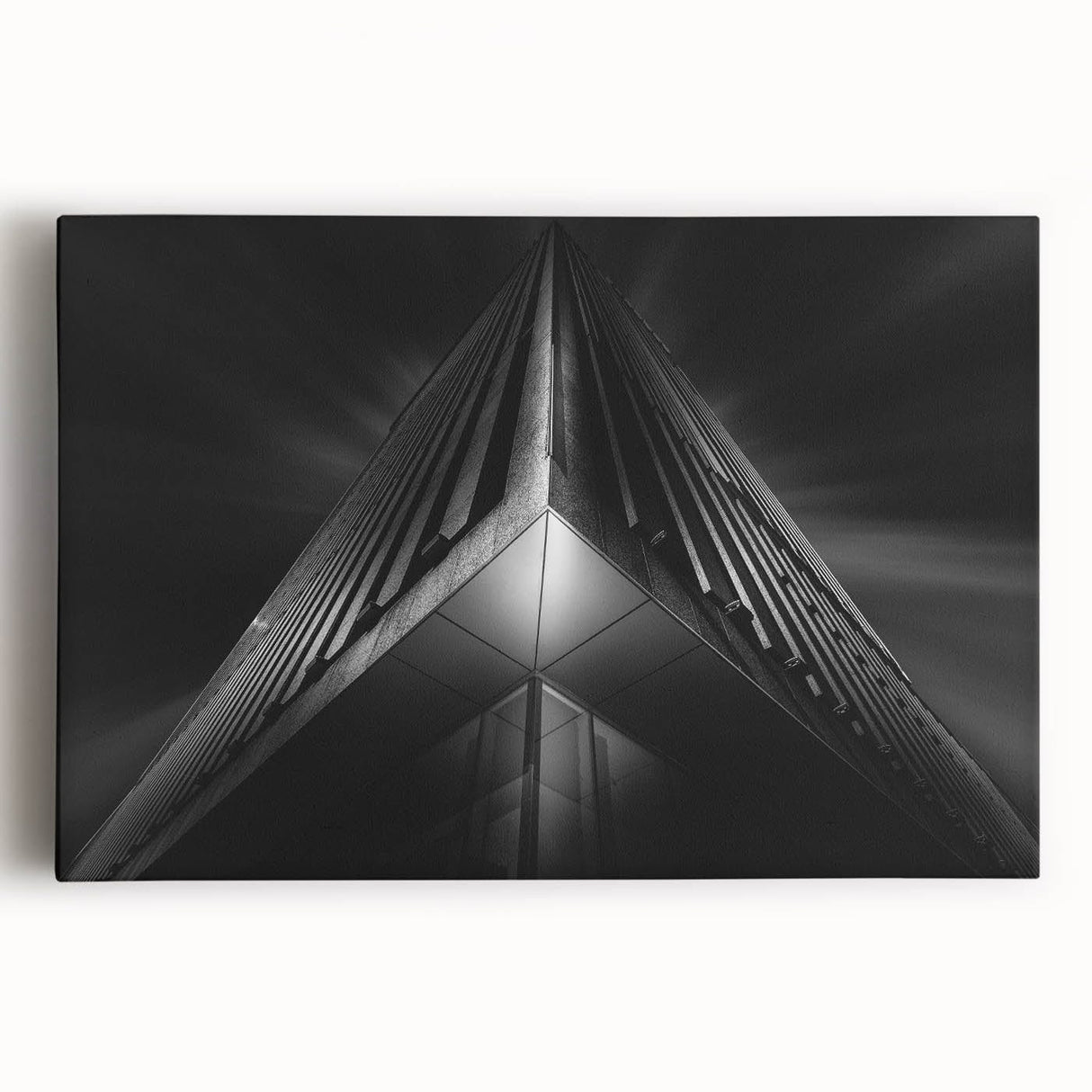 Urban architectural wall art – Geometric black and white building