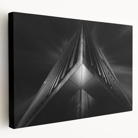 Urban architectural wall art – Geometric black and white building