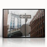 Urban scenery wall art – Industrial city bridge and street sign
