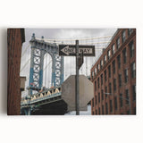 Urban scenery wall art – Industrial city bridge and street sign