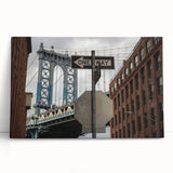 Urban scenery wall art – Industrial city bridge and street sign