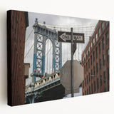 Urban scenery wall art – Industrial city bridge and street sign