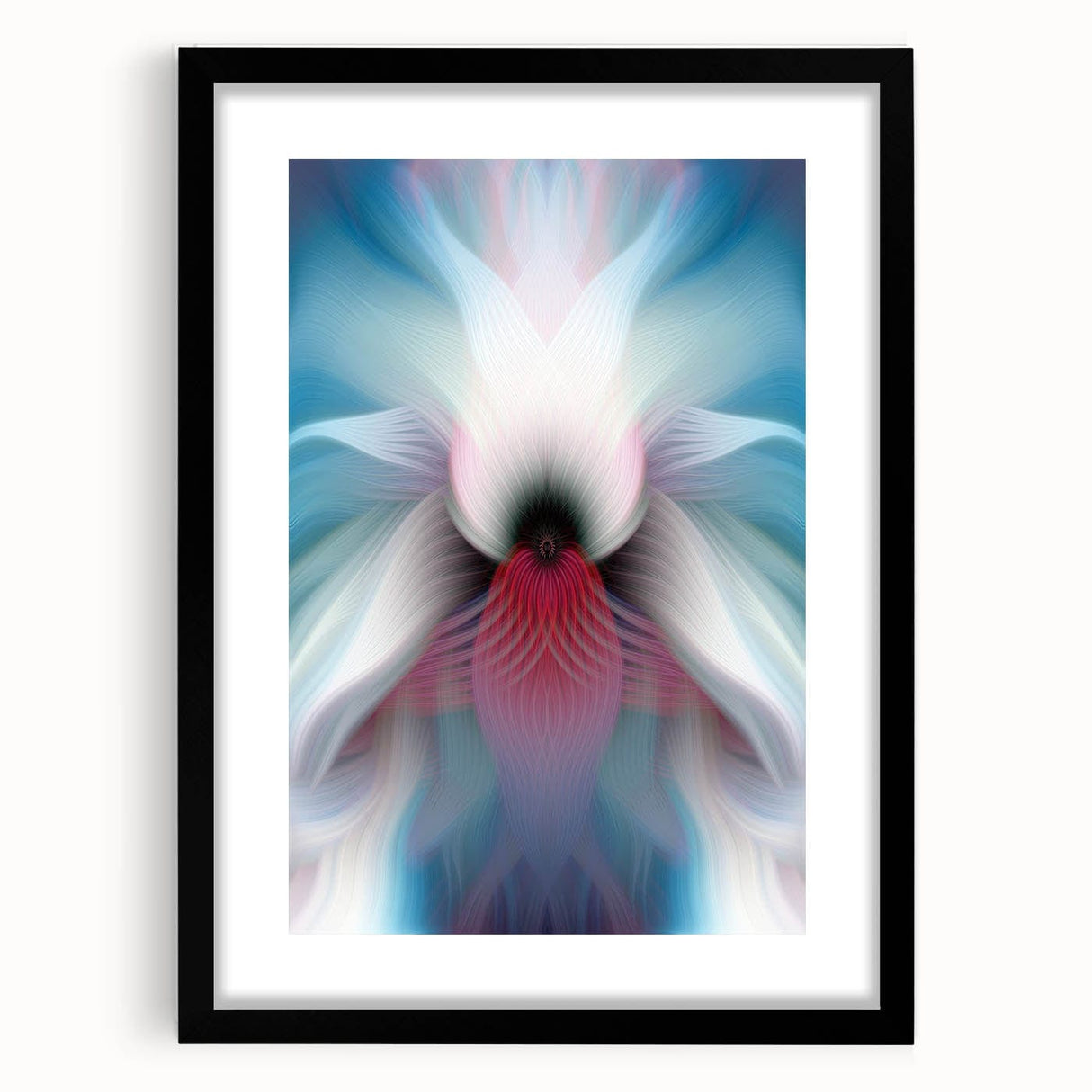 Large Abstract Wall Art – Ethereal Floral Motion in Blue & Pink