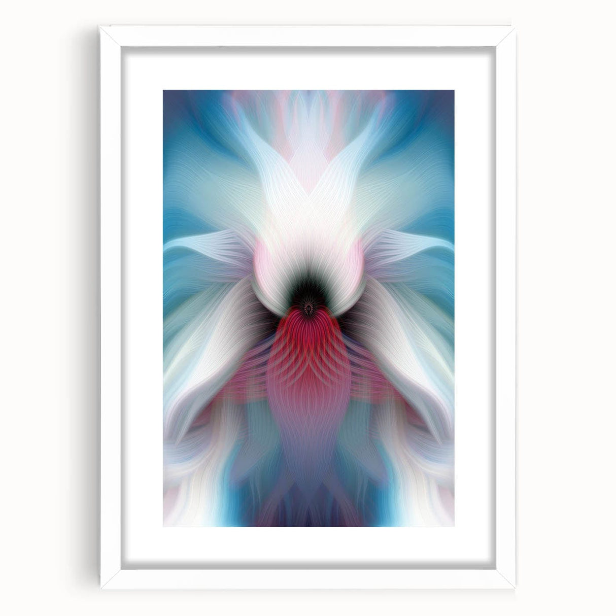 Large Abstract Wall Art – Ethereal Floral Motion in Blue & Pink